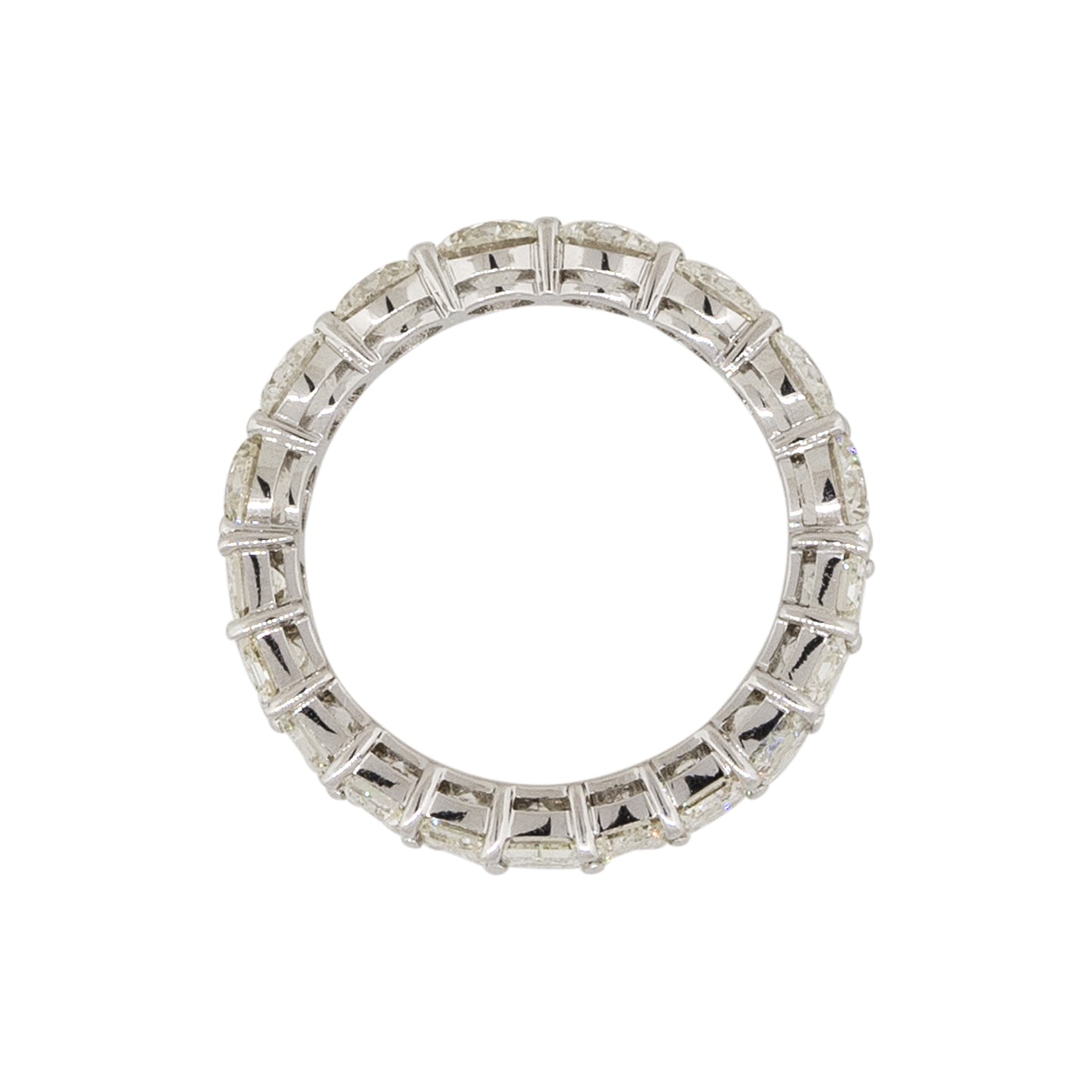 14k White Gold 4.61ctw Round and Emerald Cut Diamond Eternity Band Ring