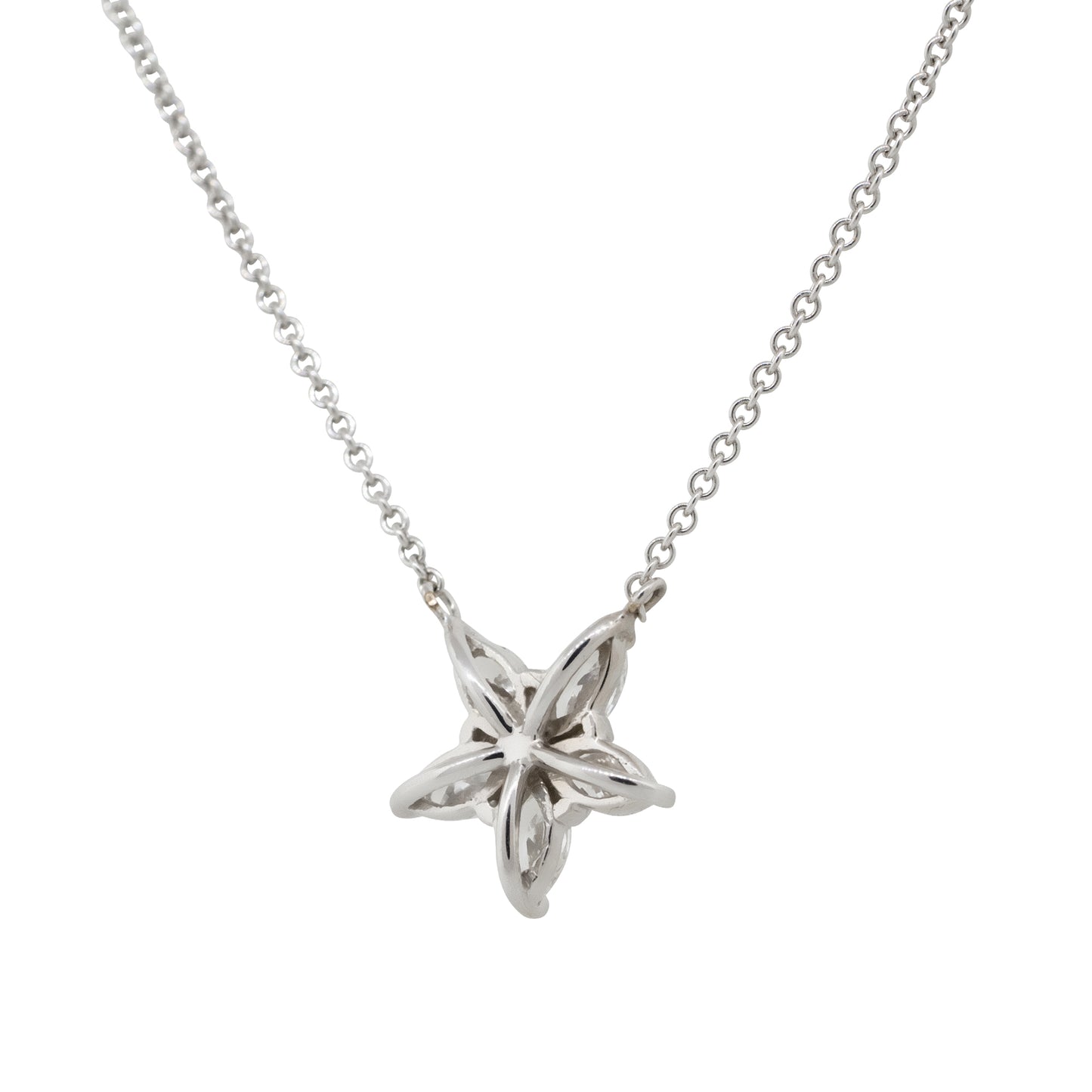 14k White Gold 0.75ctw Marquise Diamond Star Pendant Necklace