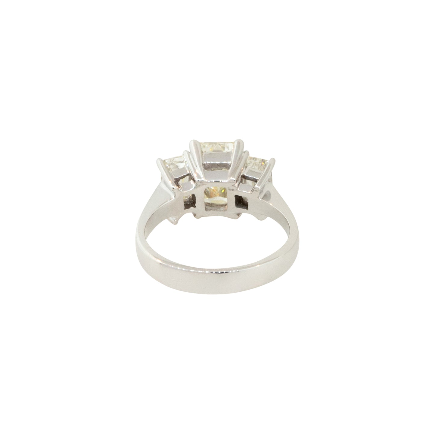 18k White Gold 3.21ctw 3 Stone Emerald Cut Diamond Engagement Ring