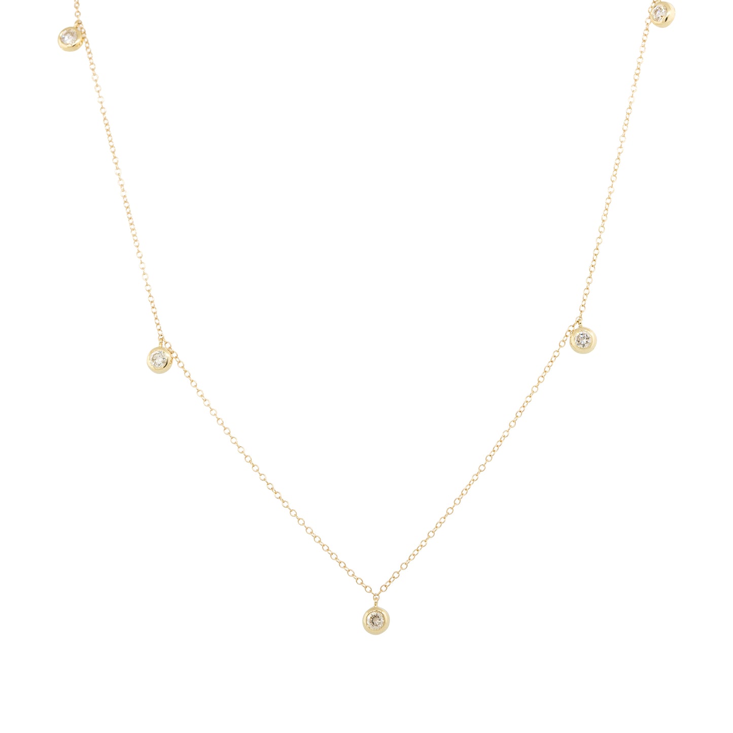 14k Yellow Gold 0.66ctw Round Brilliant Cut Diamond Station Necklace