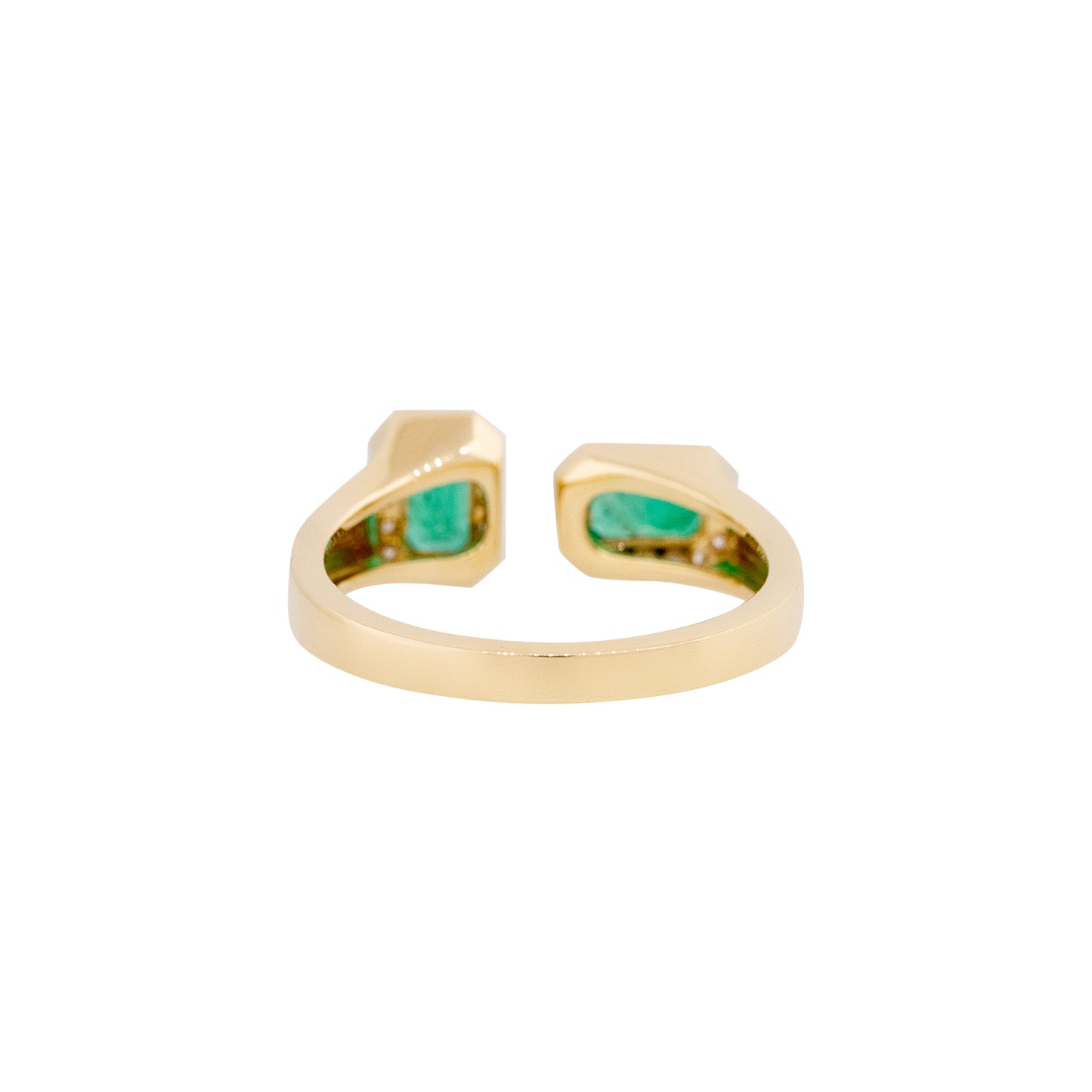 14k Yellow Gold 0.65ctw Emerald & 0.16ctw Diamond Open Ring