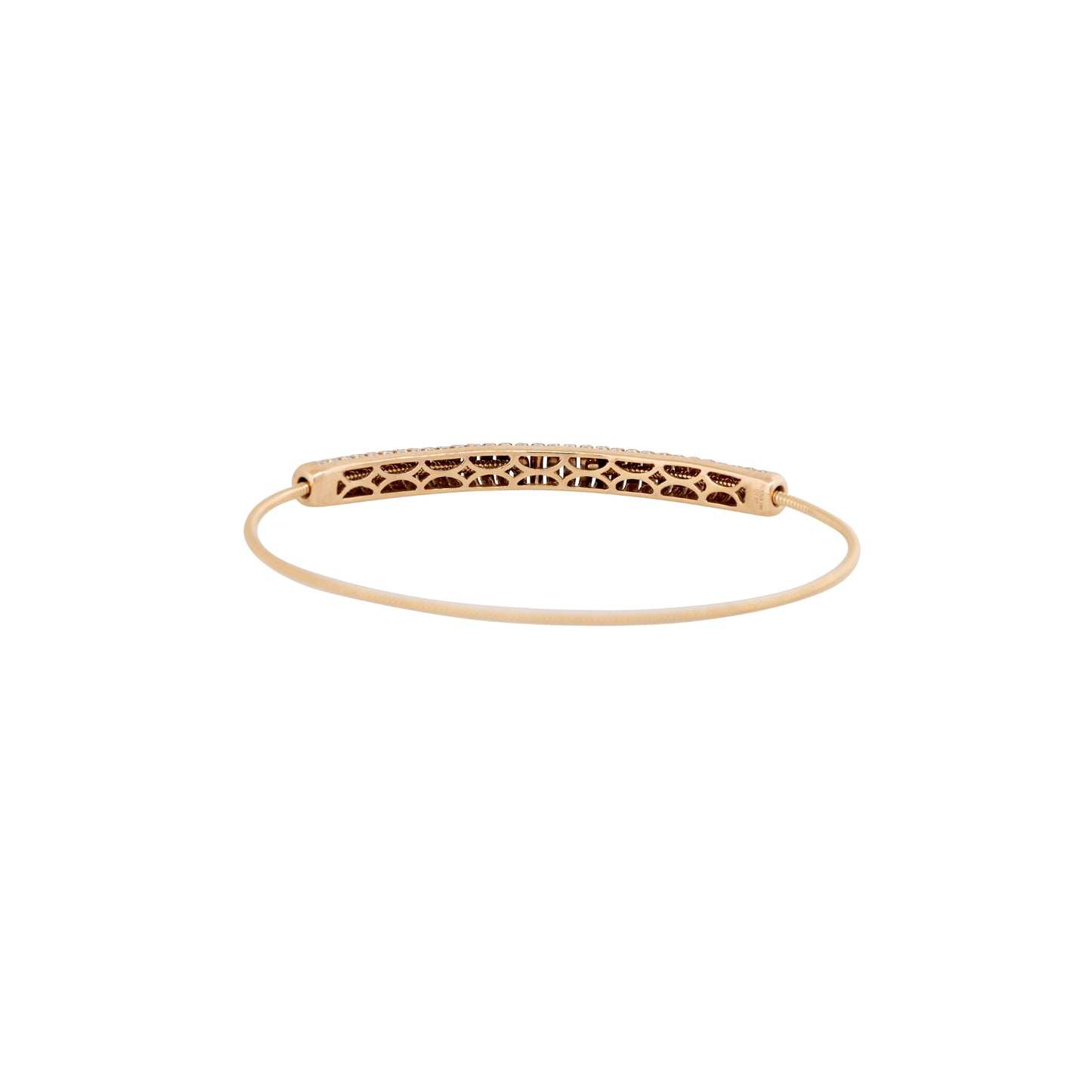 18k Rose Gold 1.87ctw Pave Diamond Ribbed Bangle Bracelet