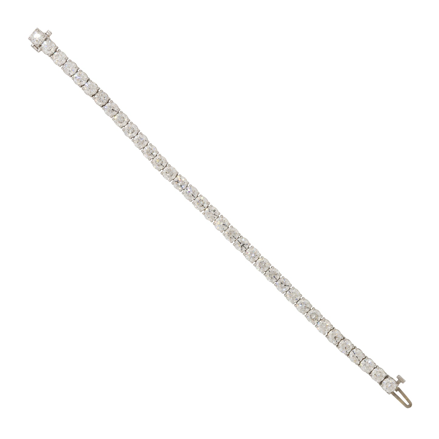 GIA 18k White Gold 17.51ctw Round Brilliant Cut Diamond Tennis Bracelet