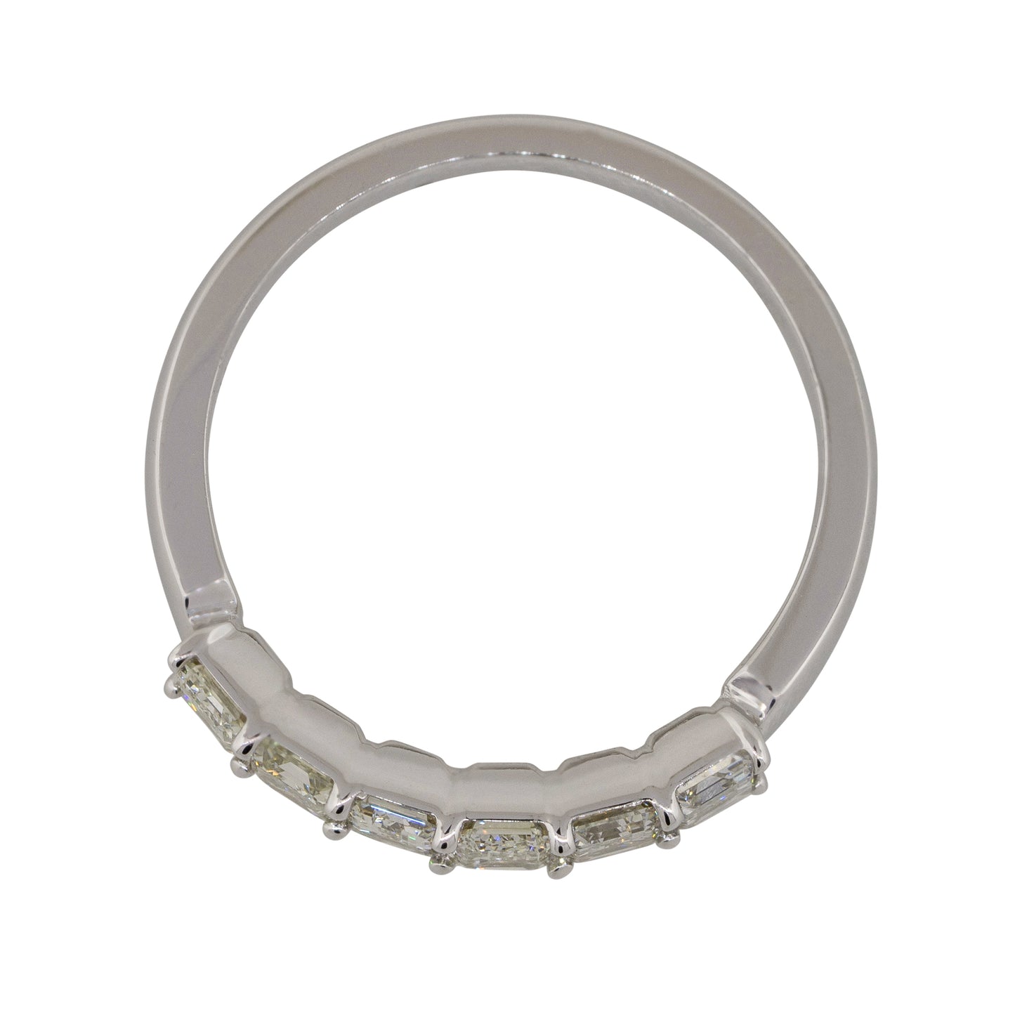 18k White Gold 1.40ctw Emerald Cut Diamond Six Stone Ring