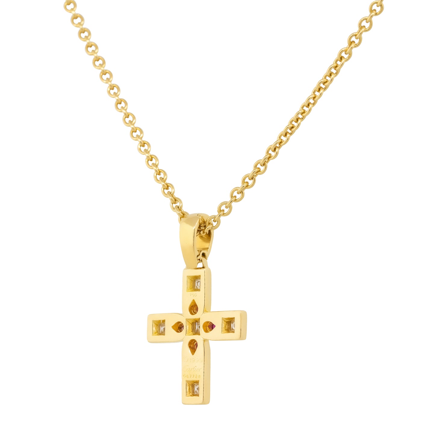 Cartier 18k Yellow Gold Vizantija Diamond & Ruby Pendant Necklace