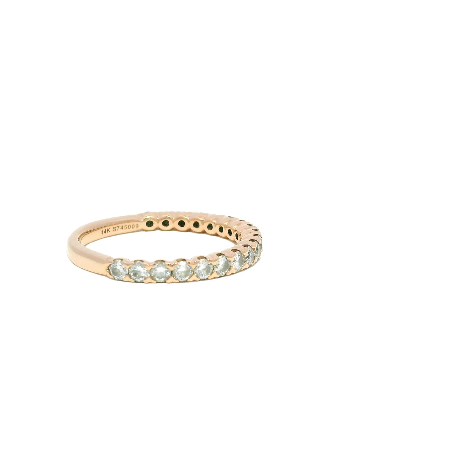 18k Rose Gold Natural 0.76 Carat Round-Brilliant Diamond Stackable Band