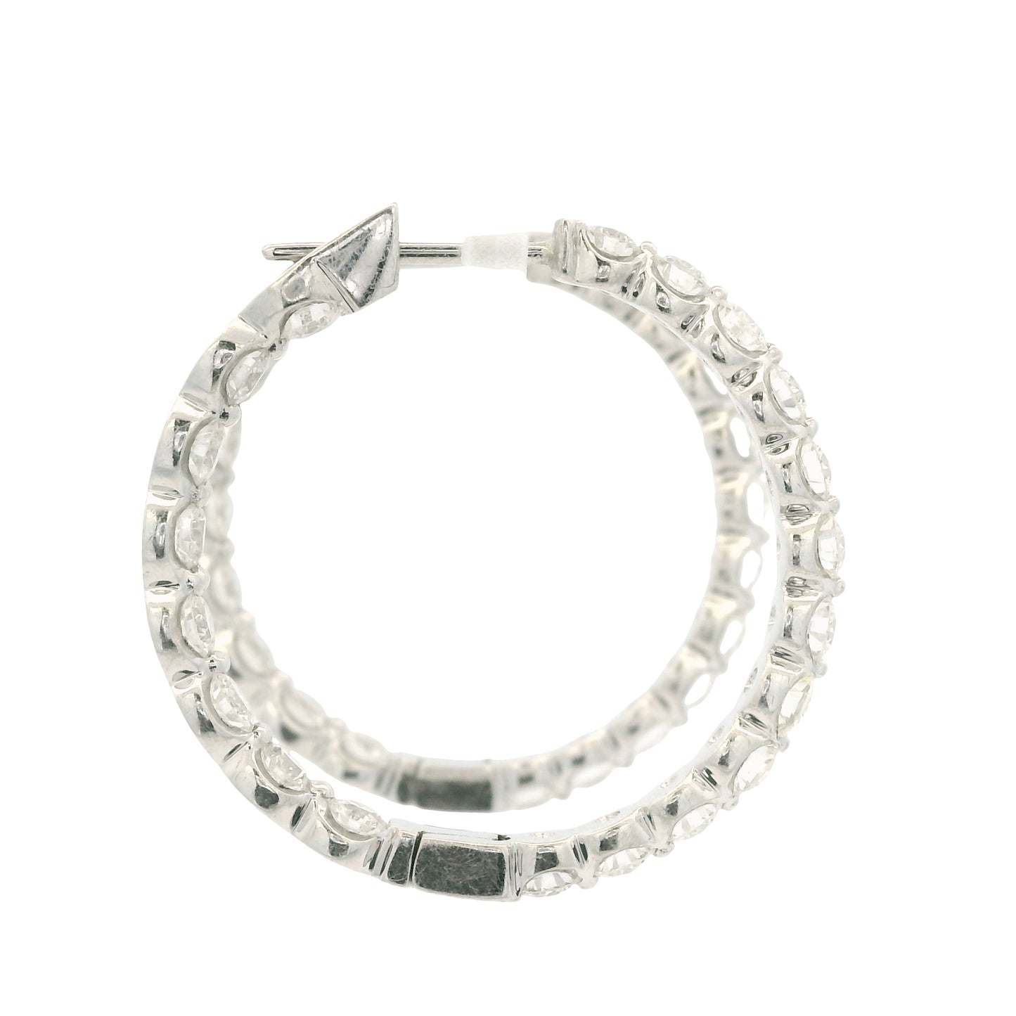18k White Gold Natural 3.5 Carat Diamond Inside-Out Hoop Earrings