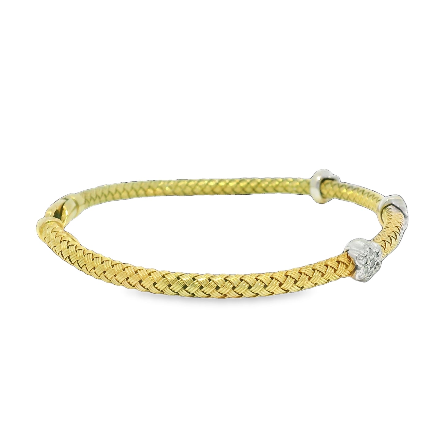 14k Yellow Gold Natural Diamond Flower Flexible Bracelet