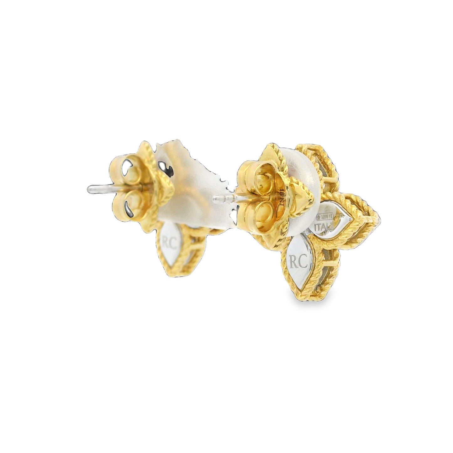 Roberto Coin 18k Two-Tone Gold Medium Princess Flower Diamond Earrings