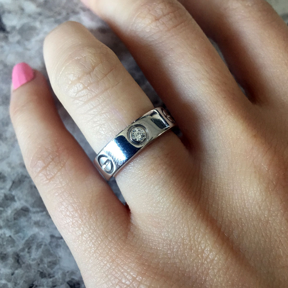 Cartier 18k White Gold 3 Diamond Size 48 Love Ring