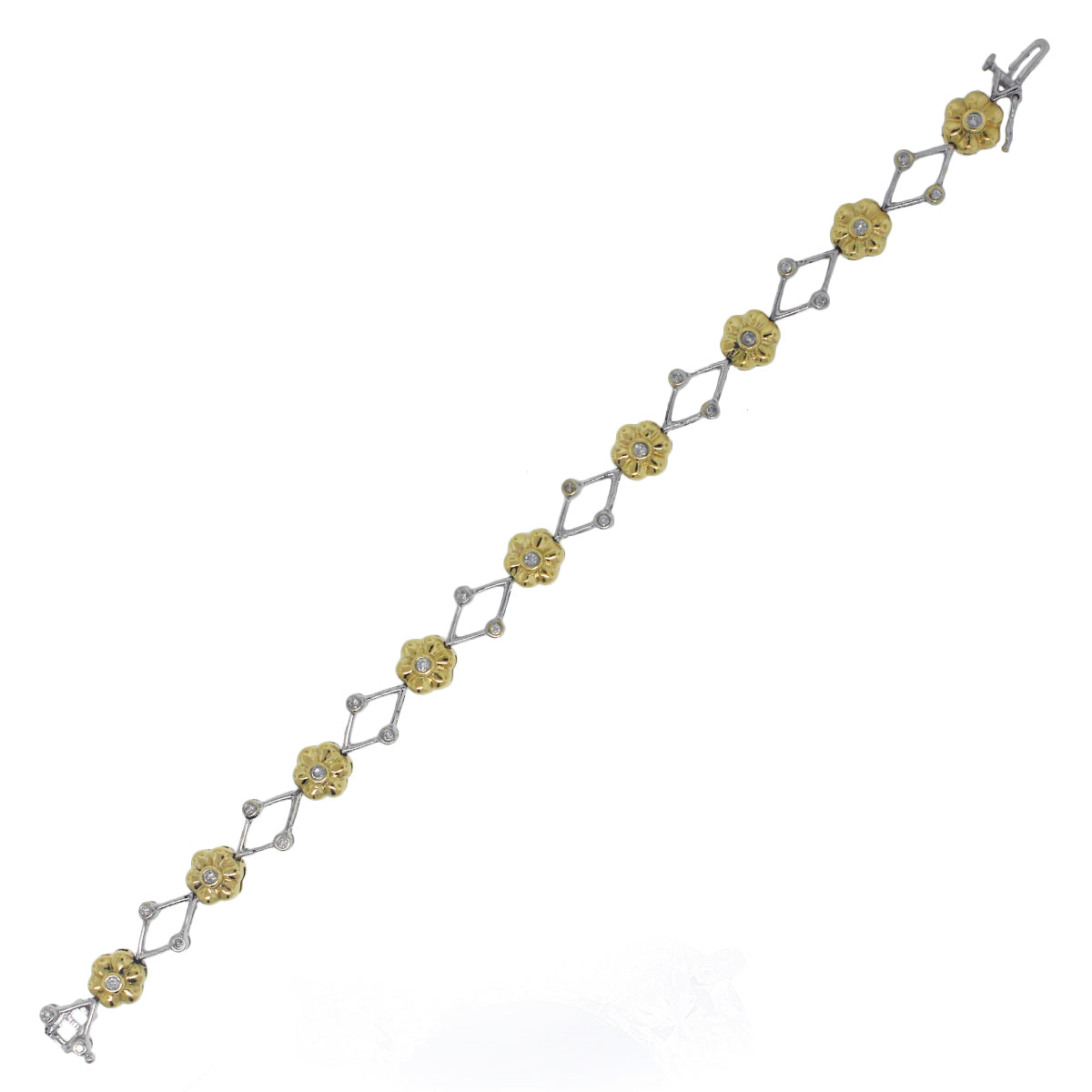 14k Two Tone 0.45ctw Diamond Flower Bracelet