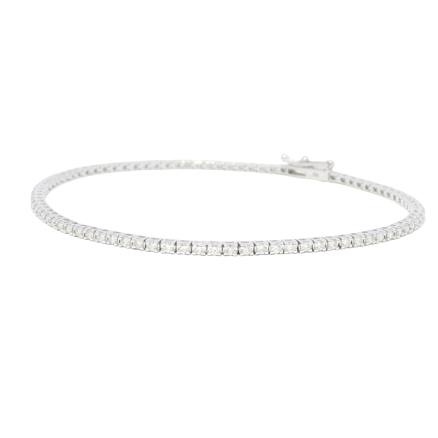 18k White Gold Natural 1.13 Carat Round Brilliant Diamond Tennis Bracelet