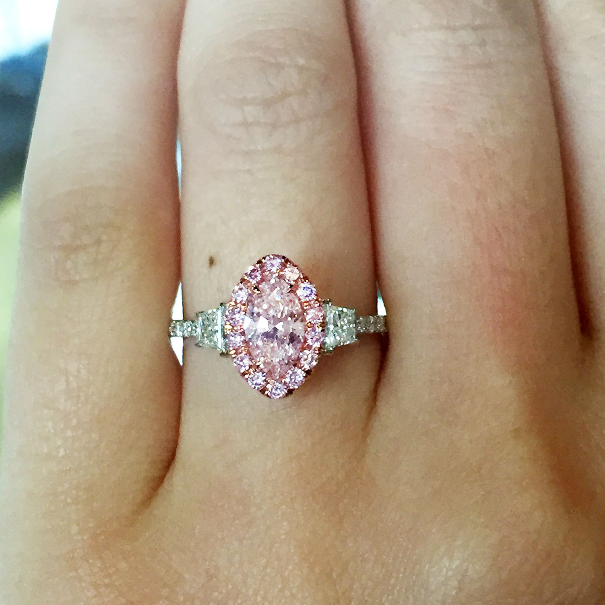 18k White/Rose Gold GIA .70ct Pink Marquise Diamond Engagement Ring