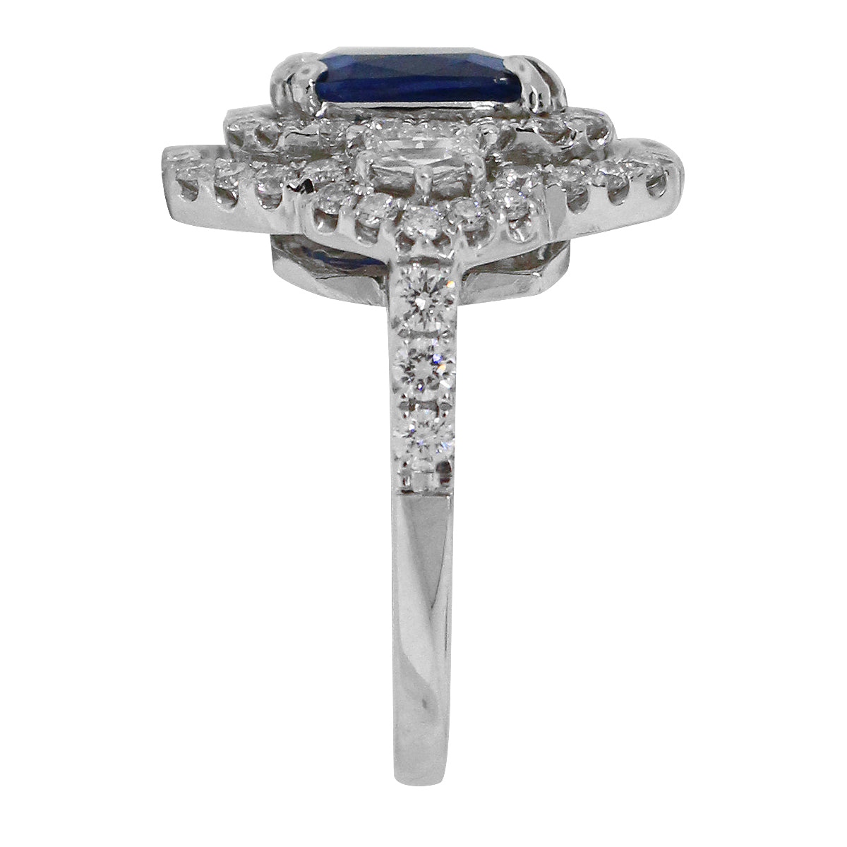 18k White Gold 2.65ct Synthetic Sapphire and 1.50ctw Diamond Ring