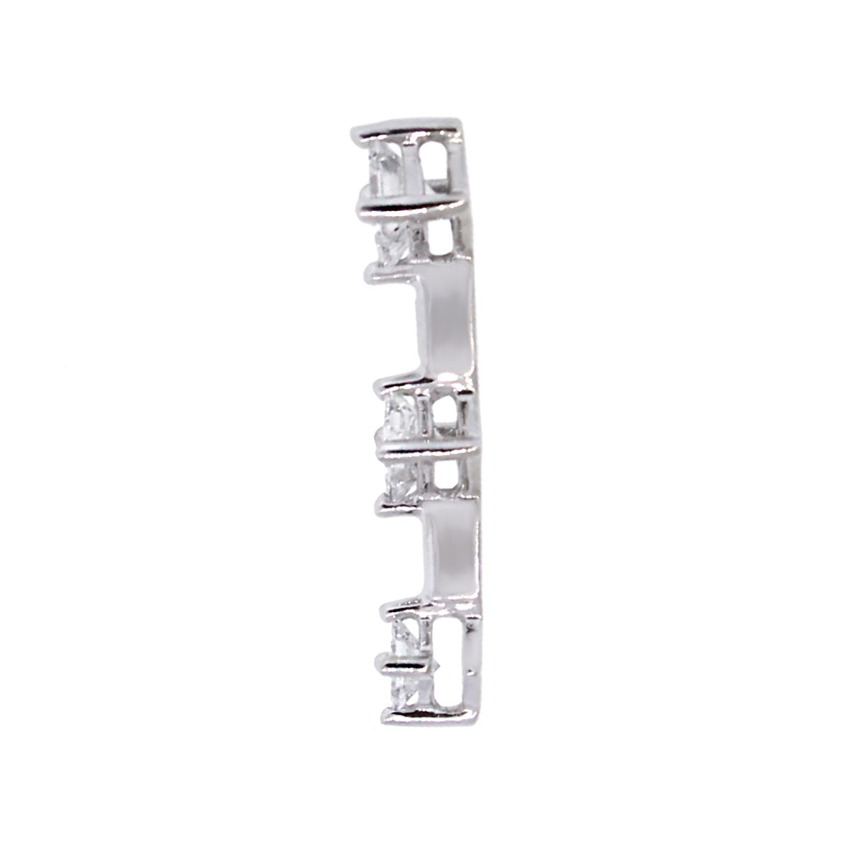 14k White Gold 3 Stone Diamond Princess Cut Pendant