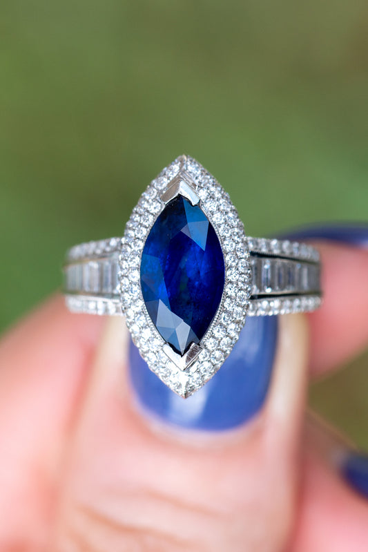 Marquise cut sapphire ring