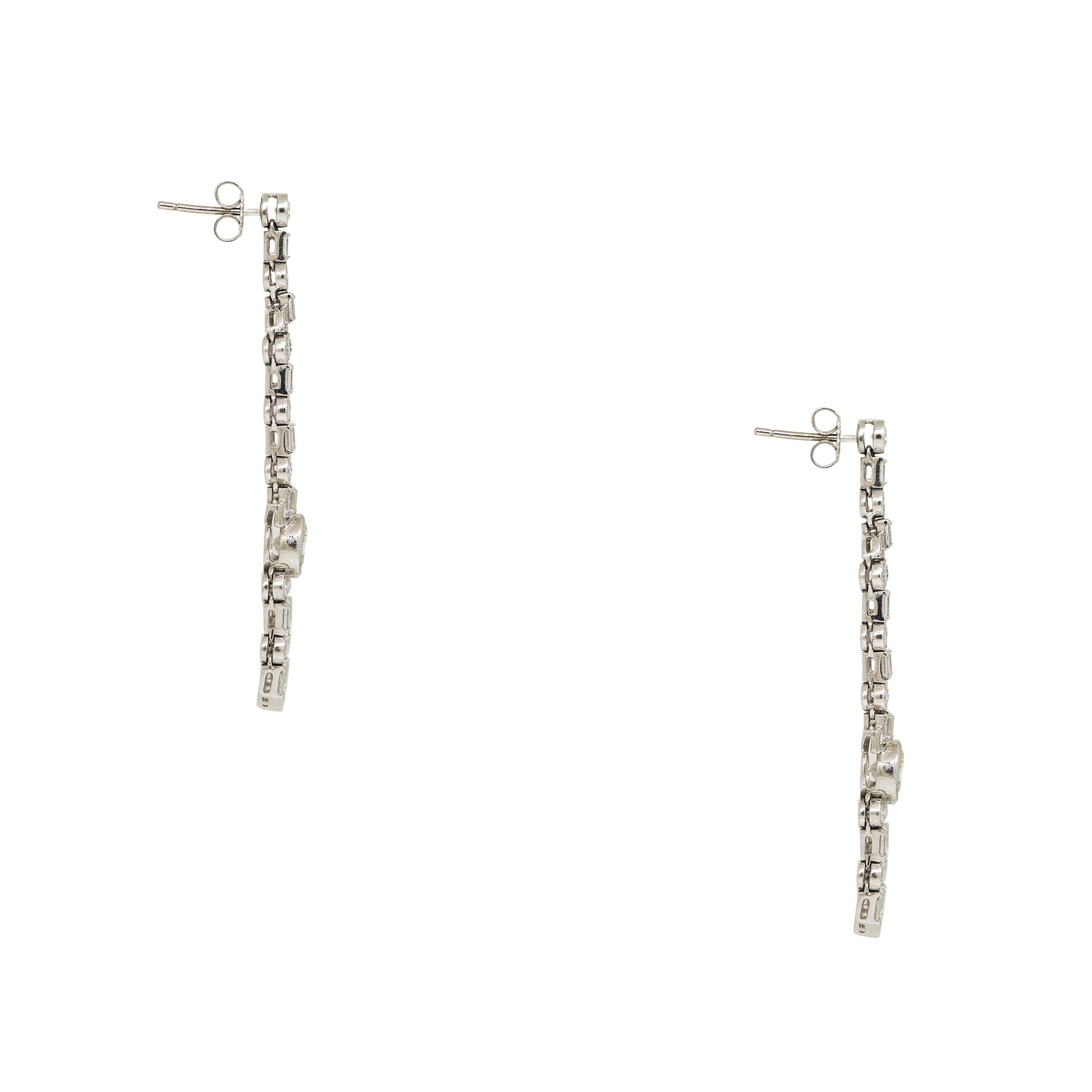 Platinum Natural 5.04 Carat Diamond Drop Vintage Earrings