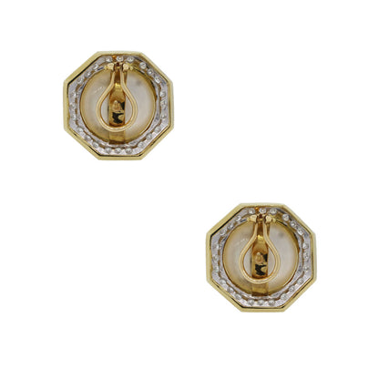 14k Yellow Gold Mobe Pearl 1.50ctw Diamond Earrings