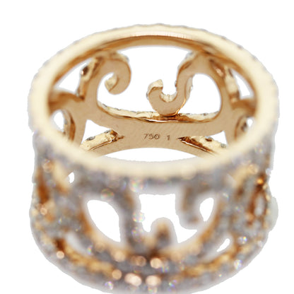 18K Rose Gold Natural 3.79 Carat Diamond Swirling Vines Ring