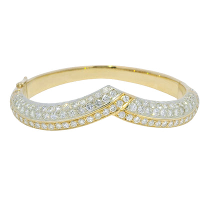 18k Yellow Gold Natural 2 Carat Diamond "V" Bangle