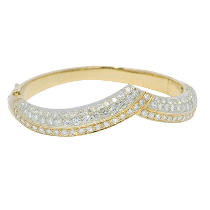 18k Yellow Gold Natural 2 Carat Diamond "V" Bangle