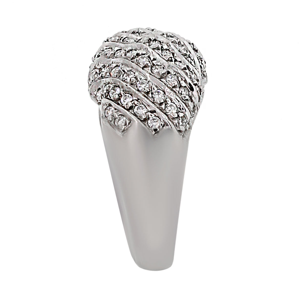 14k White Gold 0.82ctw Diamond Dome Ring