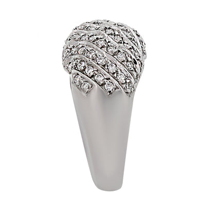 14k White Gold 0.82ctw Diamond Dome Ring