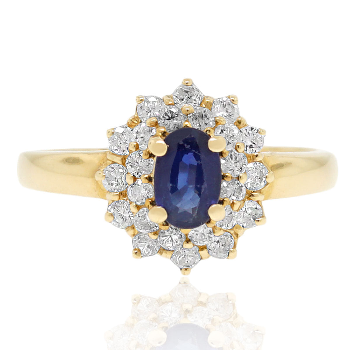 18k Yellow Gold 0.50ctw Diamond and Sapphire Cluster Ring
