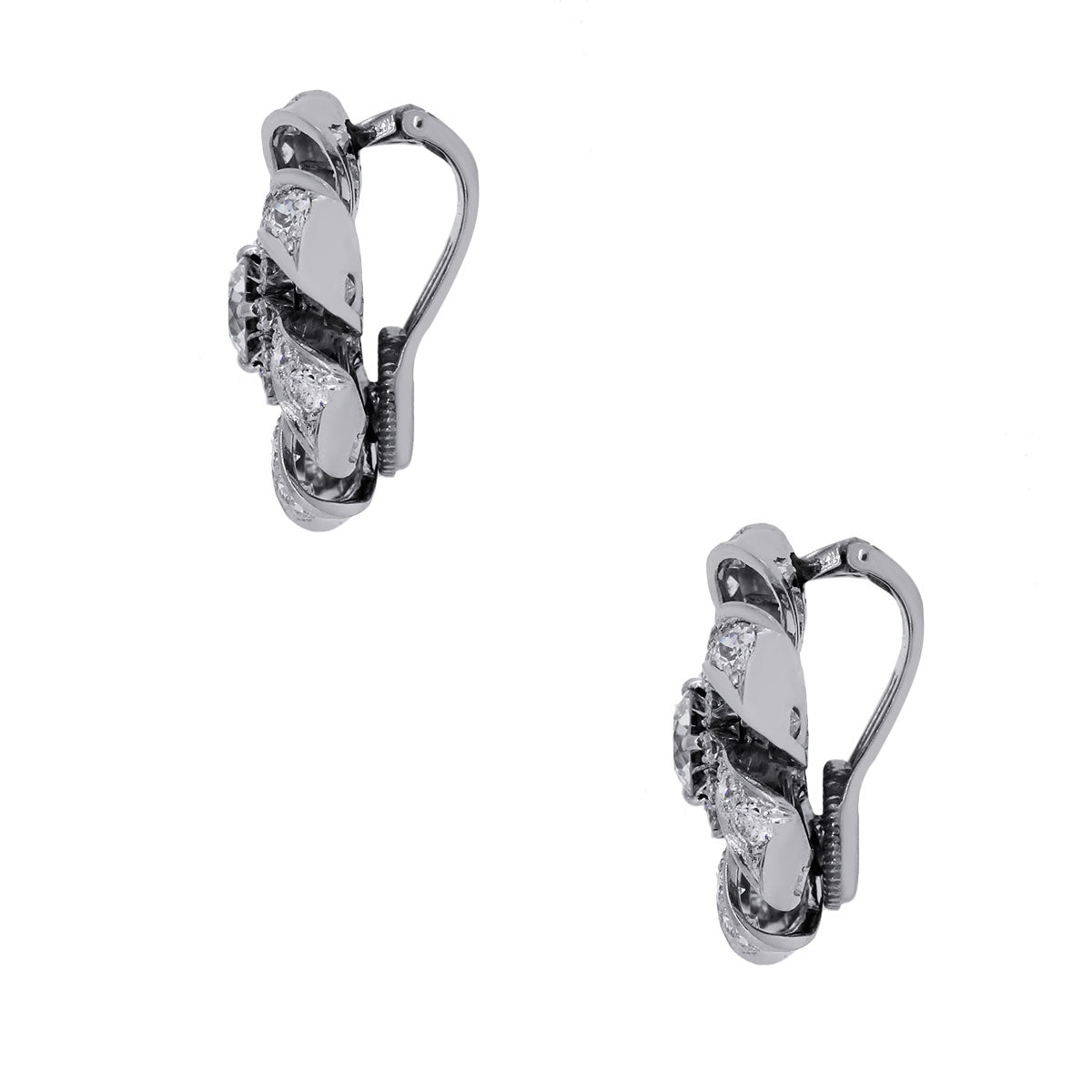 Platinum 6.7ctw GIA Old European Diamond Vintage Earrings