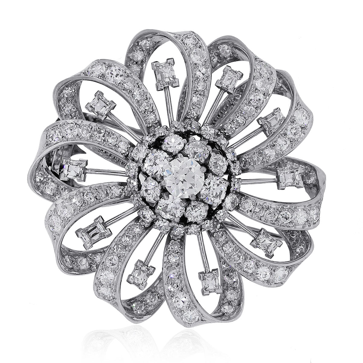 Platinum Vintage GIA 7.36ctw Old European Diamond Pin