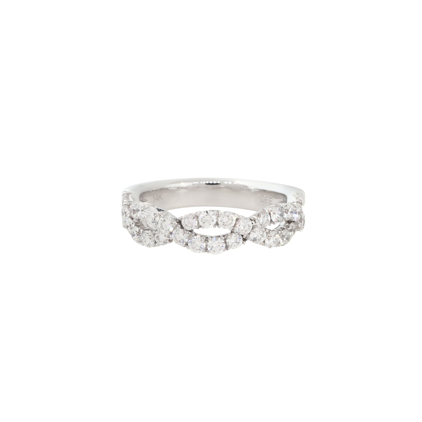 14k White Gold 1.00ctw Braided Diamond Wedding Band