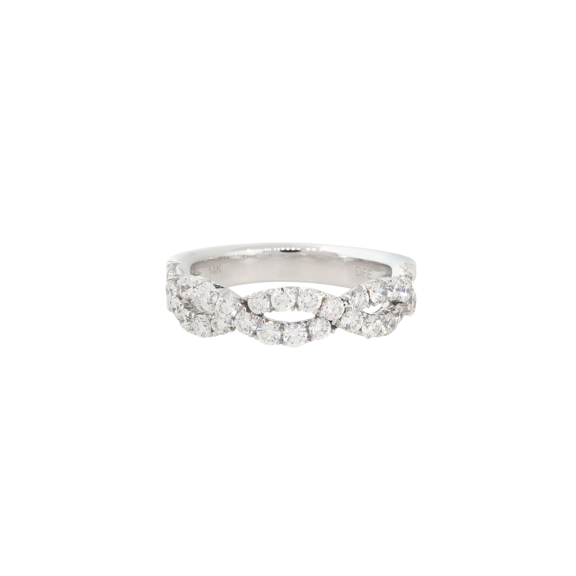 14k White Gold 1.00ctw Braided Diamond Wedding Band