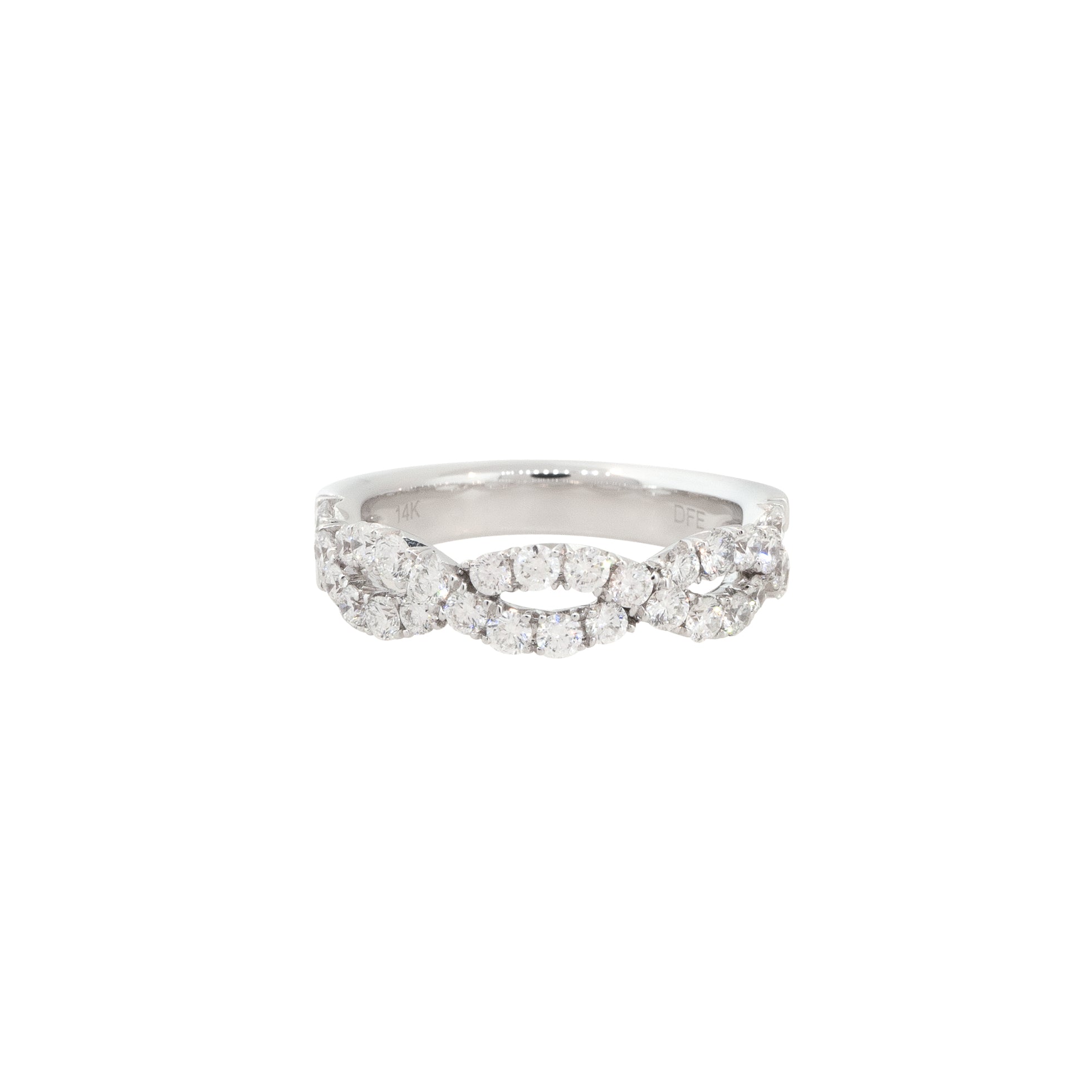 14k White Gold 1.00ctw Braided Diamond Wedding Band