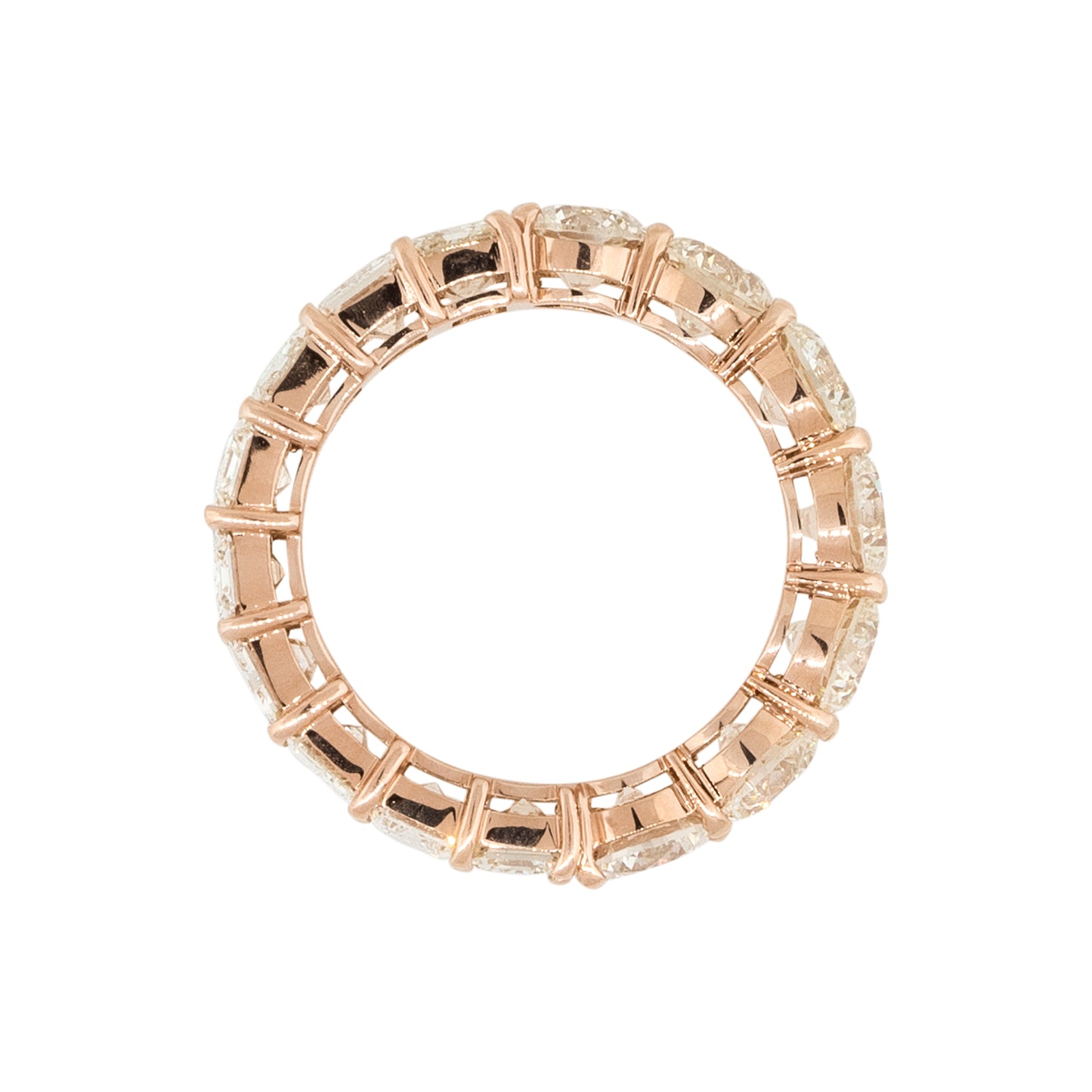 14k Rose Gold 7.37ctw Round and Emerald Cut Diamond Eternity Band Ring