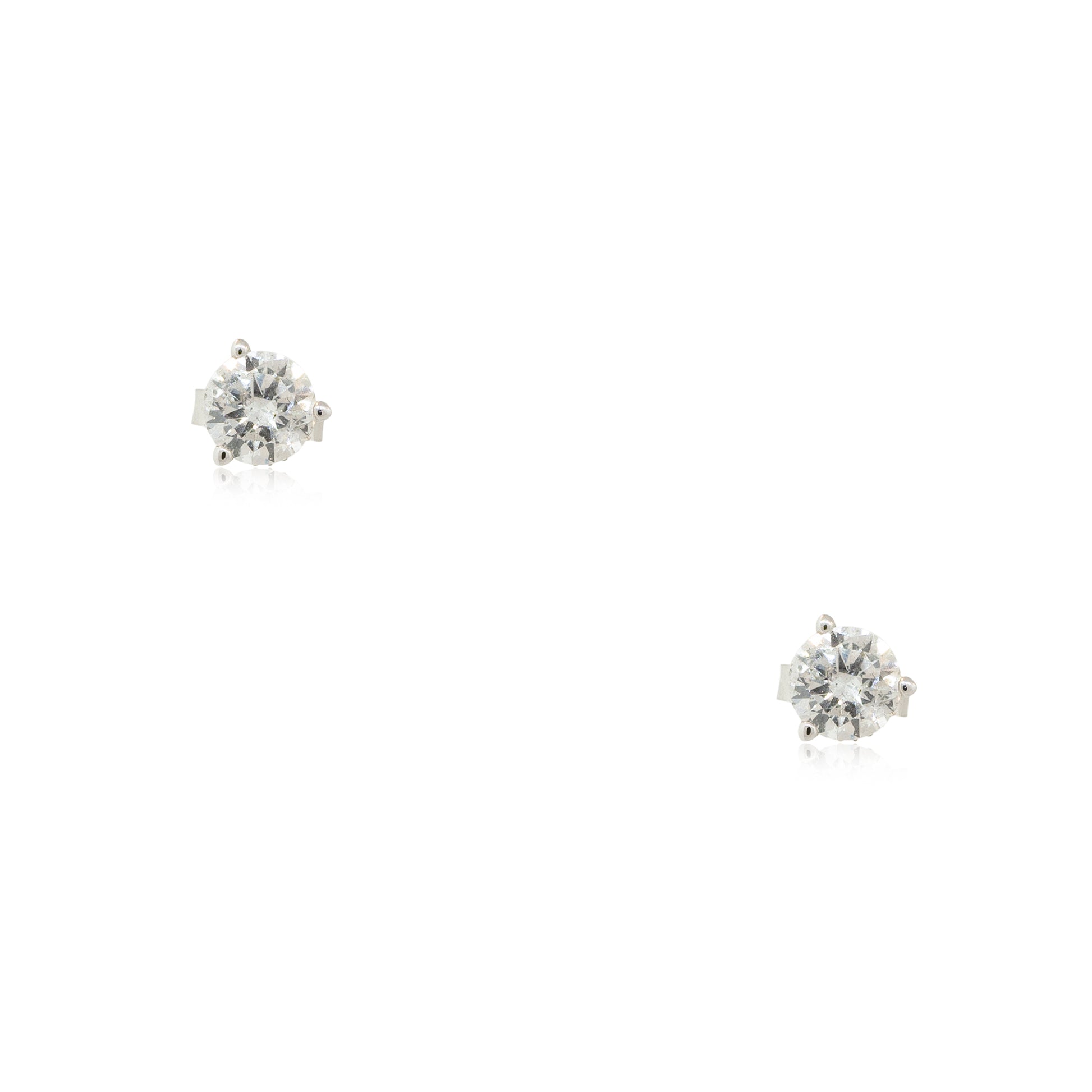 14k White Gold 0.89ctw Round Diamond Stud Earrings