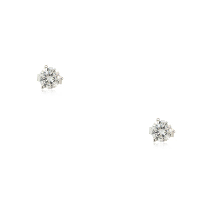 14k White Gold 0.89ctw Round Diamond Stud Earrings