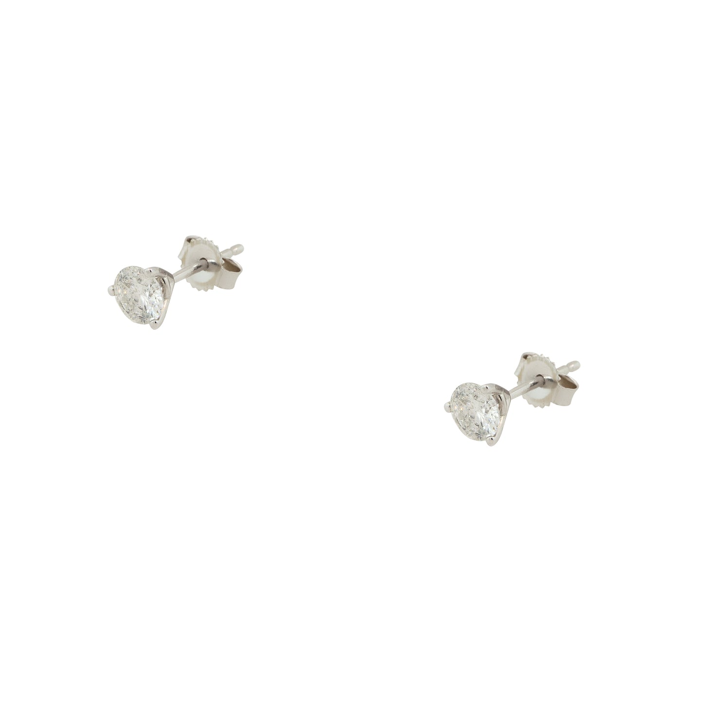 14k White Gold 0.89ctw Round Diamond Stud Earrings