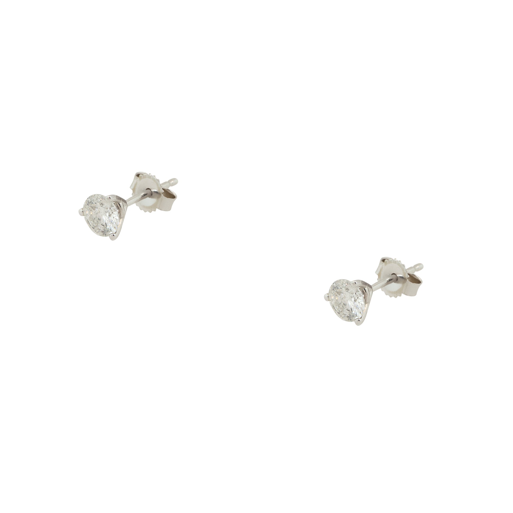 14k White Gold 0.89ctw Round Diamond Stud Earrings