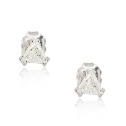 14k White Gold 0.62ctw Trillion Cut Stud Earrings