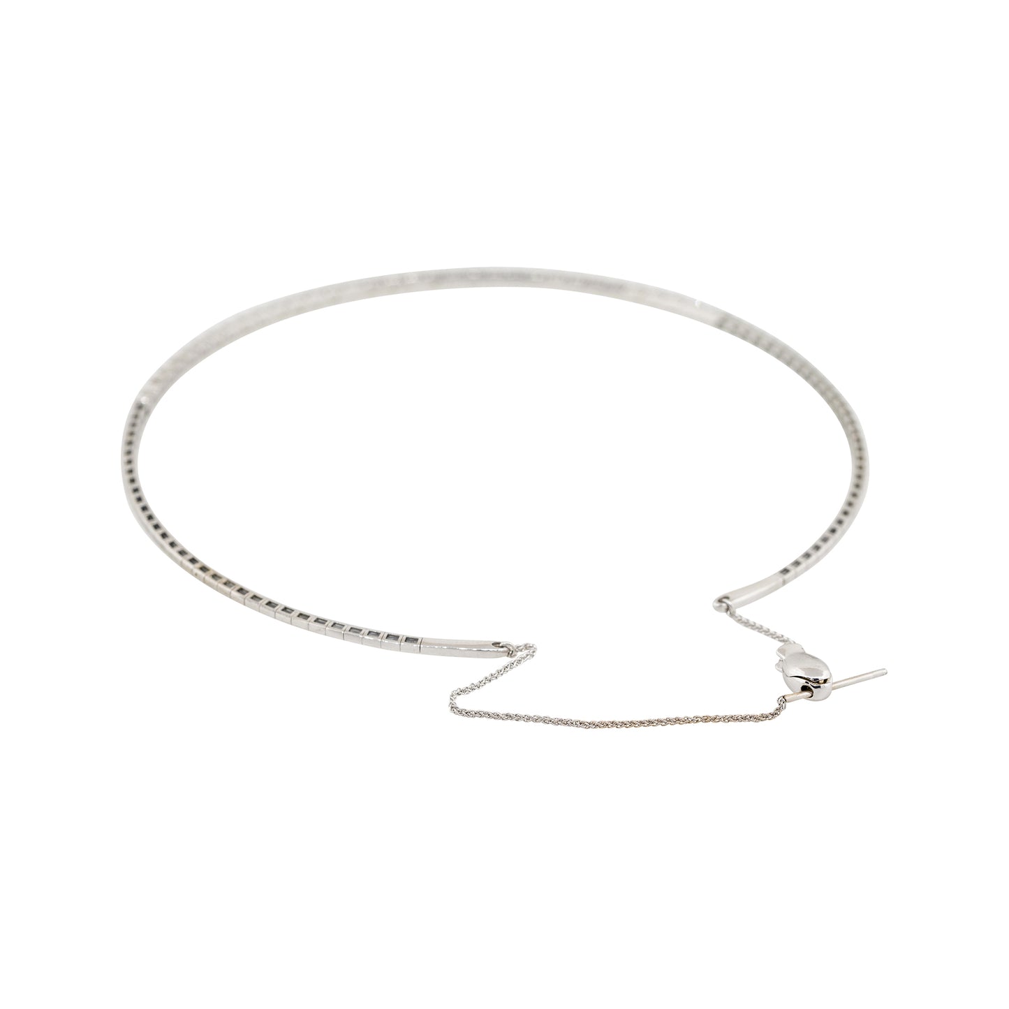 14k White Gold 1.10ctw Round Cut Diamond Collar Necklace