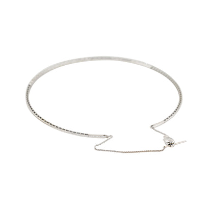 14k White Gold 1.10ctw Round Cut Diamond Collar Necklace