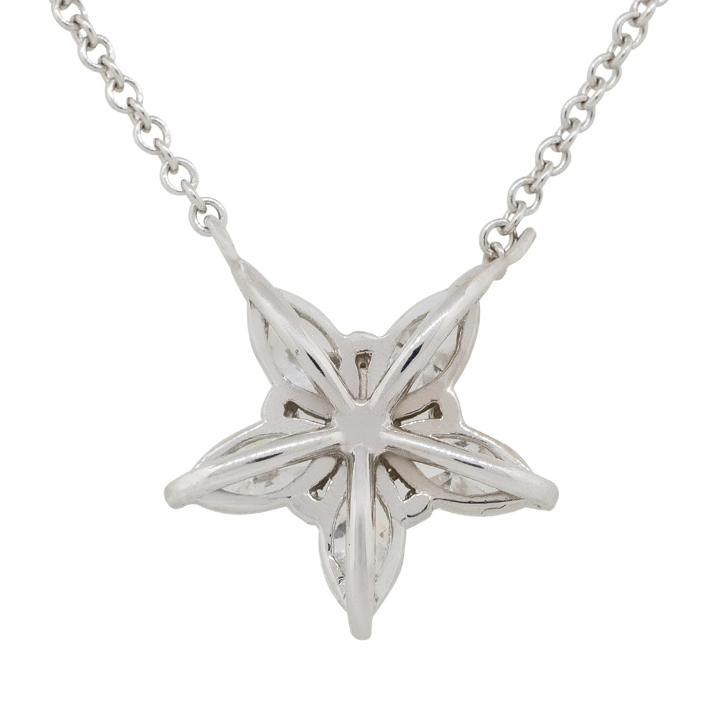 14k White Gold 0.75ctw Marquise Diamond Star Pendant Necklace