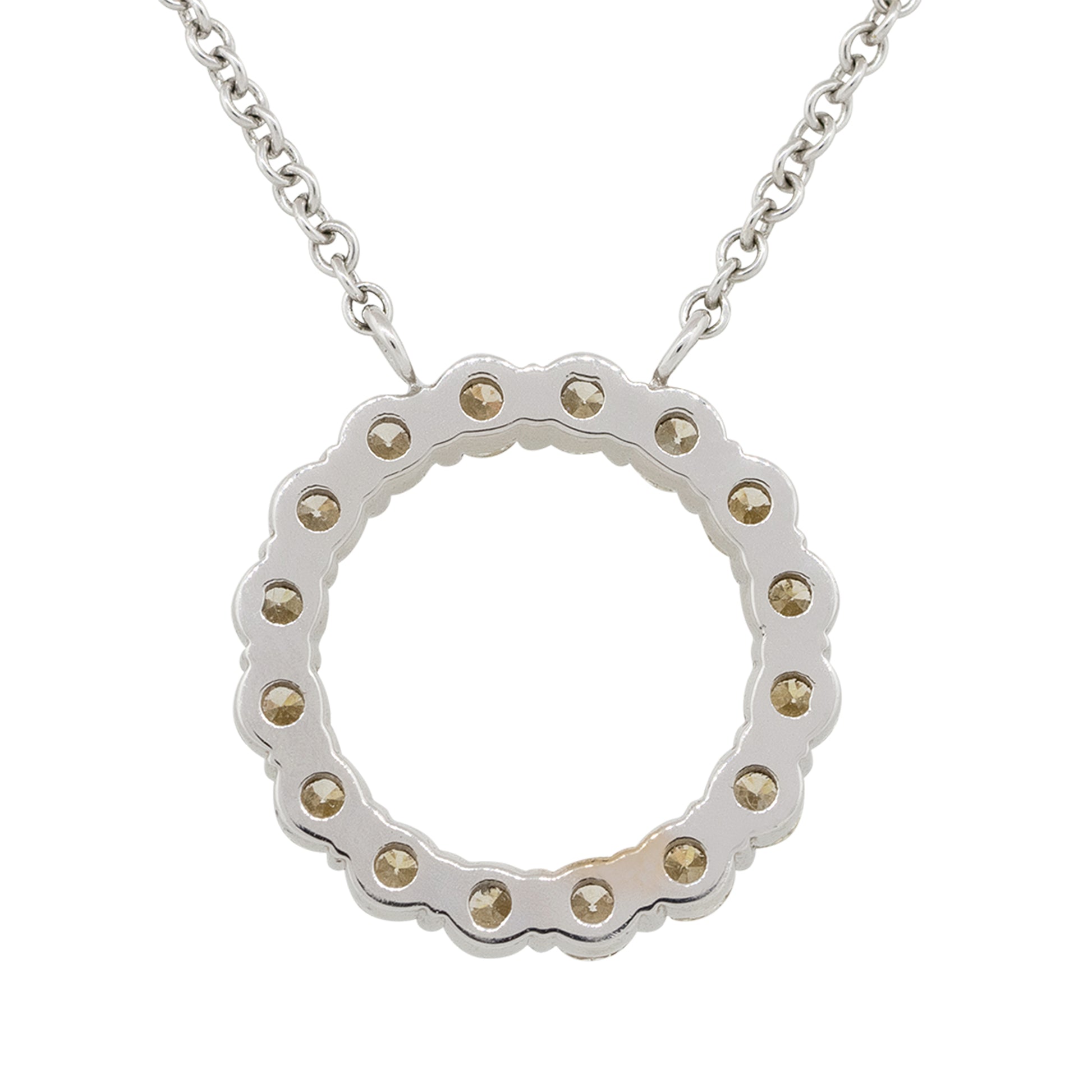 14k White Gold 1.37ctw Diamond Circle Pendant On Chain