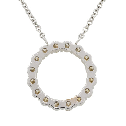 14k White Gold 1.37ctw Diamond Circle Pendant On Chain
