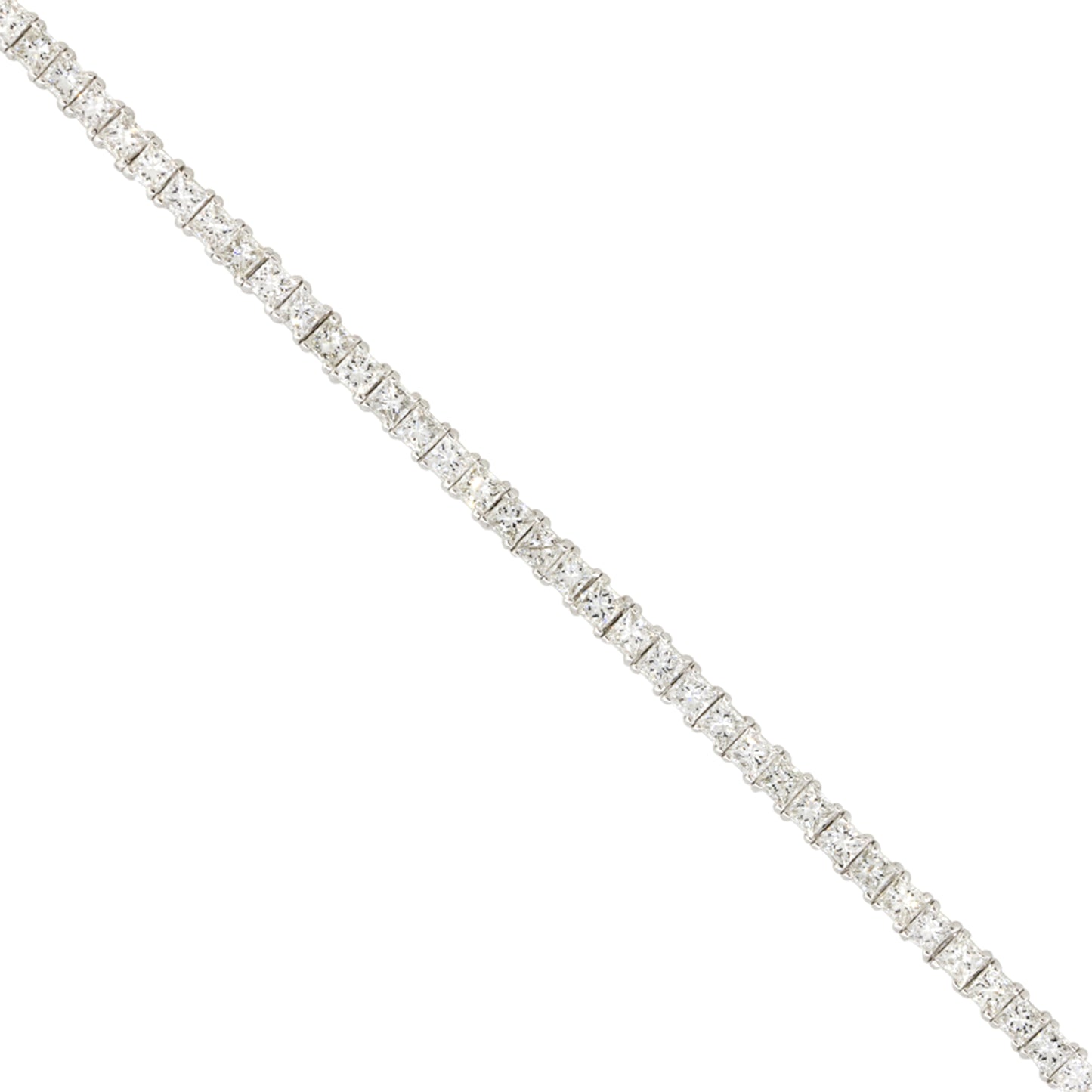 14k White Gold 5.47ctw Princess Cut Diamond Tennis 7" Bracelet