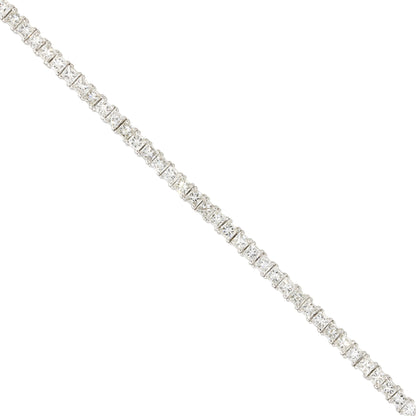 14k White Gold 5.47ctw Princess Cut Diamond Tennis 7" Bracelet