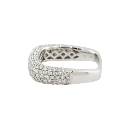 14k White Gold 1.21ctw Round Diamond Pave Square Band Ring