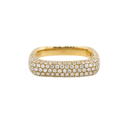 18k Yellow Gold 1.25ctw Round Diamond Pave Square Band Ring