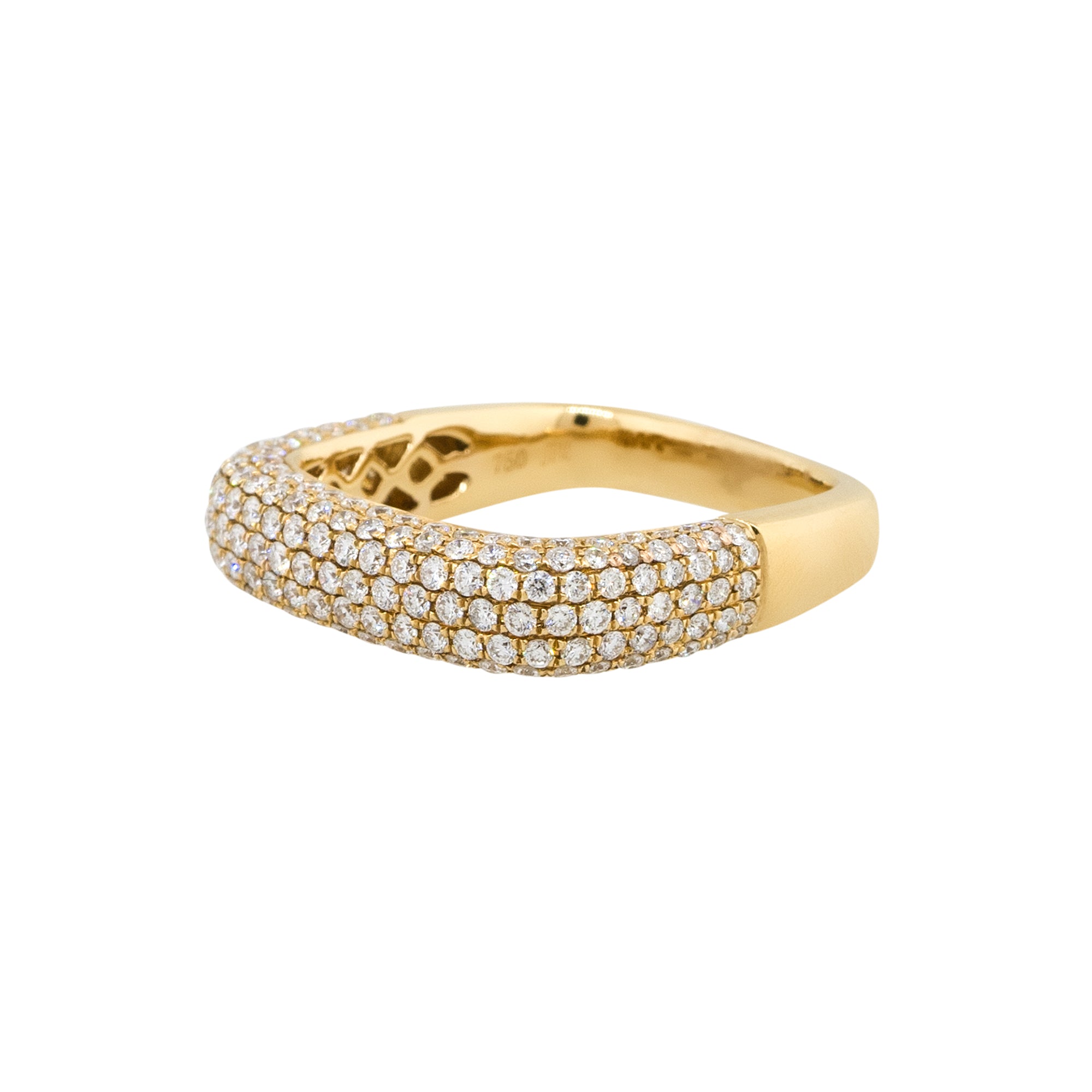 18k Yellow Gold 1.25ctw Round Diamond Pave Square Band Ring
