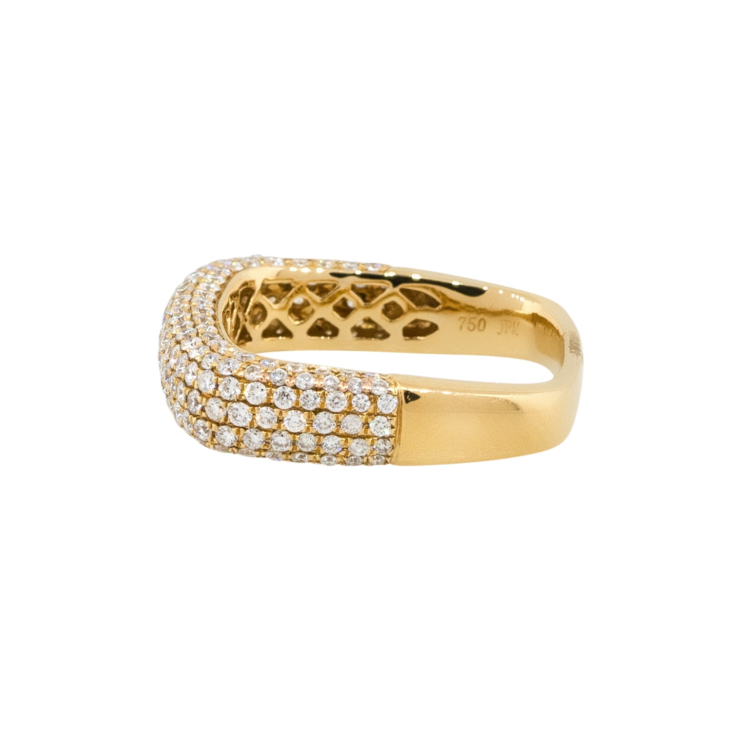 18k Yellow Gold 1.25ctw Round Diamond Pave Square Band Ring